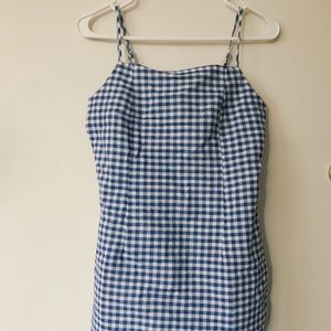 NWOT blue gingham spaghetti strap dress!